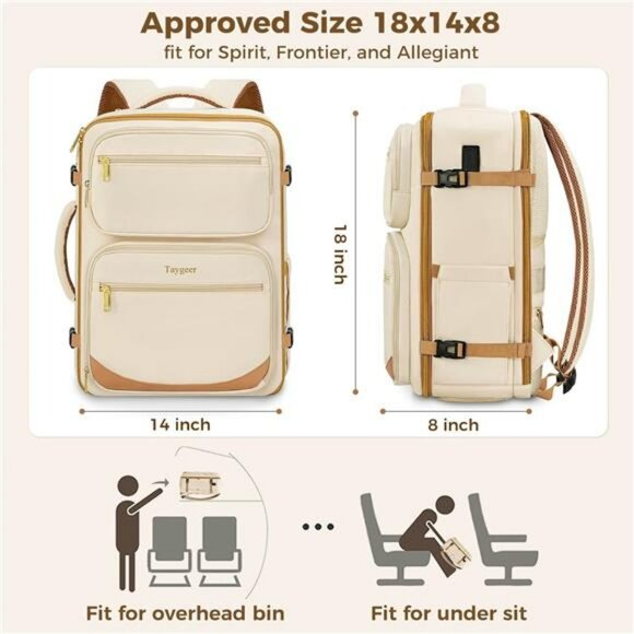 Airline approved personal item bag 18x14x8 carry on backpack travel women - Picture 3 of 8
